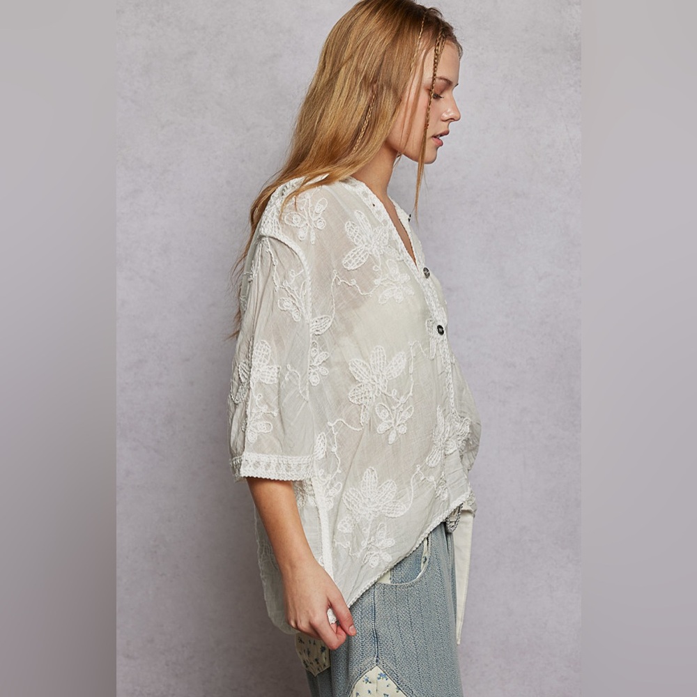 PT9 New POL Embroidered White Women's Top - Picture 2 of 9
